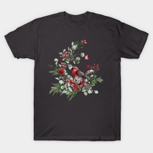 Cute bird perched on a pine branch T-Shirt